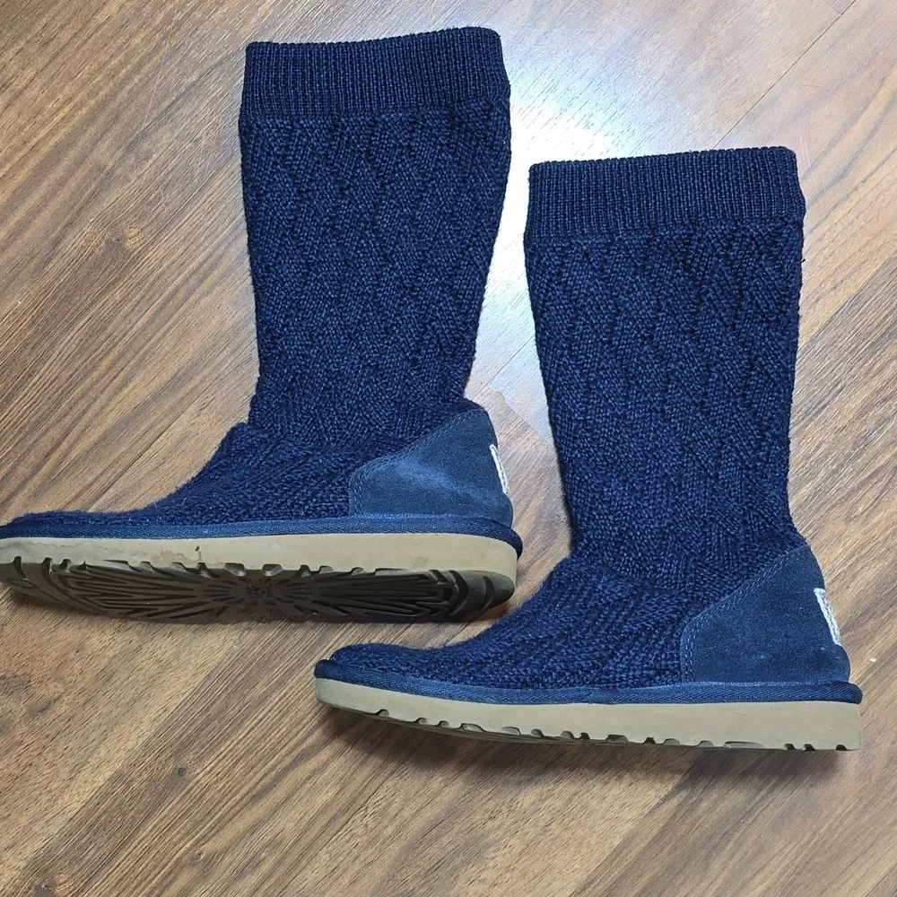 UGG MARQUIS 5915 Sweater Knit Slouch Shearling Tall Boots Kids